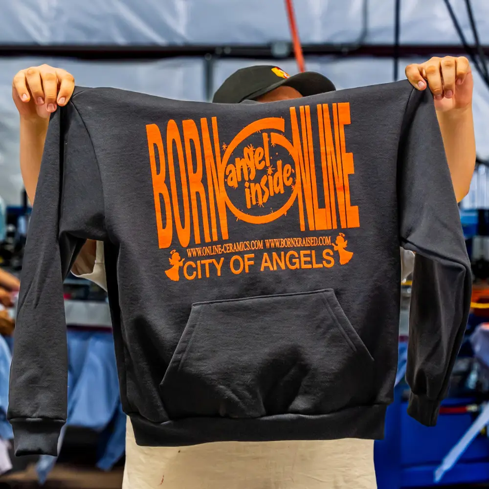 Jumbo screen print on Independent Trading heavyweight hoodie