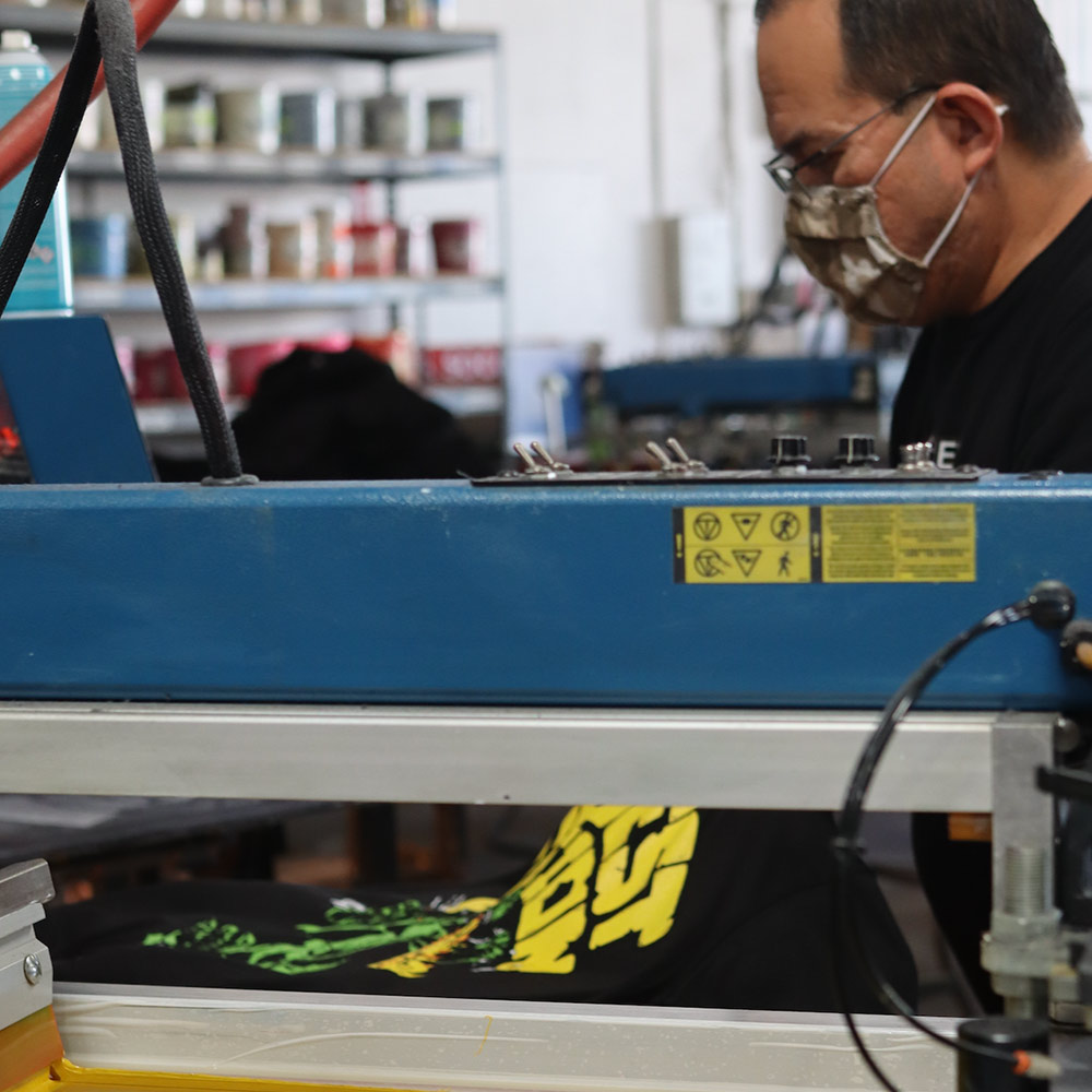 Custom puff screen printing for Saddest Faction