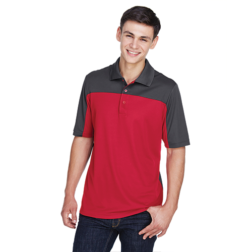 ce101 CORE365 Men's Balance Colorblock Performance Piqué Polo Classic Red Carbon