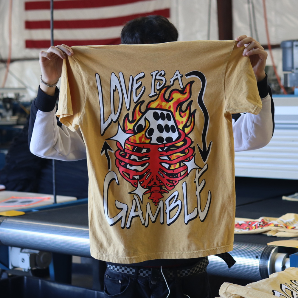 Love is a gamble screen printed shirt