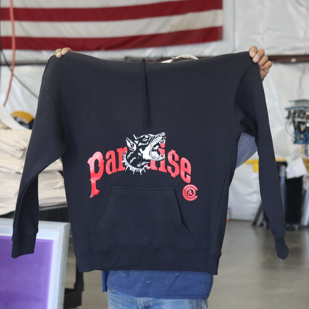 custom screen printed design on hoody