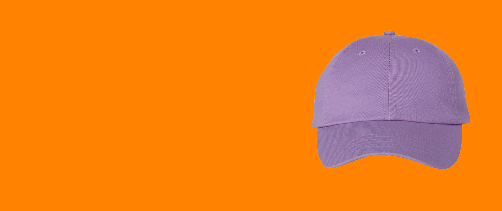 Purple baseball hats on an orange background.