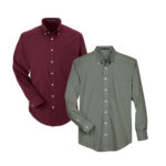 Two button-up shirts, one maroon and one gray, displayed against a white background.