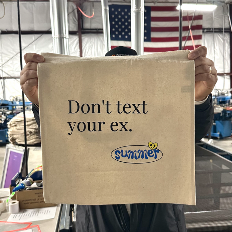 Don't text your ex screen printed tote