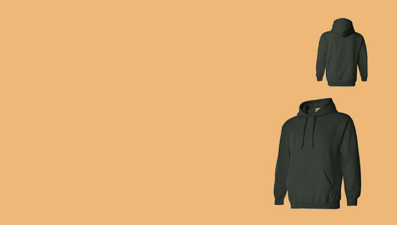 Get-started guide included with black hoodie displayed in two angles on a beige background.
